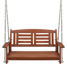 112*53*52cm 500lbs With Chain Double Wooden Swing Reddish Brown