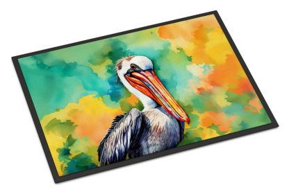 Hippie Animal Pelican Doormat Front Door Mat Indoor Outdoor Rugs for Entryway, Non Slip Washable Low Pile, 24H X 36W