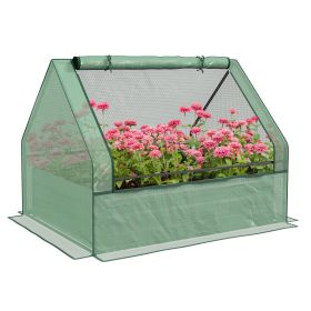 Outsunny Raised Garden Bed with Mini Greenhouse, Galvanized Outdoor Planter Box with Cover, for Herbs and Vegetables, Use for Patio, Garden, Balc