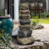 32.2in Stacking stones Garden Statues, Welcome Signs in Five Languages, Outdoor Decor for Patio, Lawn, Yard Art Decoration, Housewarming Garden Gift
