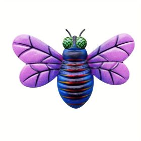1pc/4pcs, Metal Colorful Bee Wall Decor, Bee Metal Wall Decor, Bee Metal Wall Art, Wall Decor, Metal Home Decor Wall Sculpture, Outside Decor (STYLE: Purple)