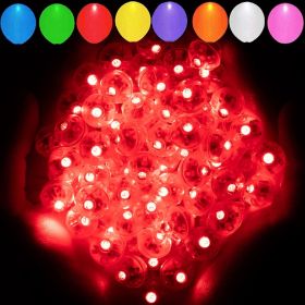 50PCS 9 Colors Balloon Light, Long Standby Time Mini Ball Light, Round LED Flash Lamp For Paper Lantern Balloon Party, Wedding, Birthday, Festiva (Color: Red)