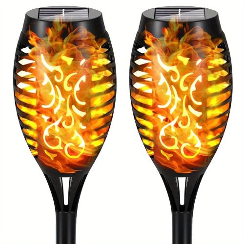 4/8/12pcs/pack Solar Outdoor Lights, 12LED Solar Torch Lights With Flickering Flame For Garden Decor