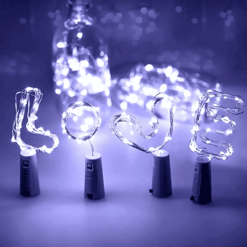 1pc 20 LED Wine Bottle Lights String Light; Mini LED 6.6ft Silver Wire Cork Lights Battery Operated Fairy Mini String Lights For Liquor Bottles C