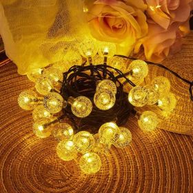 39ft 100 Big Bulb Solar Crystal Ball; Bubble Light String; 1inch Waterproof Solar Outdoor Light Strip; 8 Lighting Modes; Solar Light String For G (Color: Warm Light, size: 16.5 feet 20 lights)
