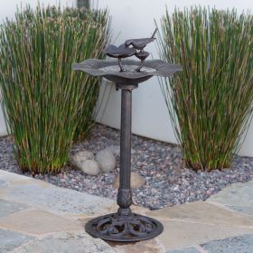 e Lancaster Outdoor Aluminum and Iron Top Bird Bath with Iron Base, Bronze (Color: as Pic)