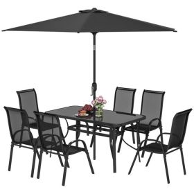 Outdoor dining table and chair package with umbrella ( Amazon Shipping)(Prohibited by WalMart) (Color: as picture)